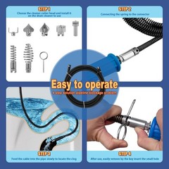 Drain Snake, Auger with Drill Attachment, 16.4 Feet By 12 MM Plumbing&hellip;