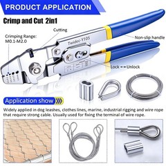 Twidec/Wire Rope Crimping Tool Up To 2.2mm Swaging With 66FT, 66ft