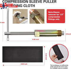 6 Pcs Plumbing Tools Kit with Angle Stop Wrench & 1/2-Inch Compression Sleeve Pu