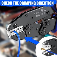 Crimping Tool for Non-Insulated Open Barrel Terminals-AWG AWG 20-10, Blue