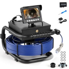 4.3&Prime; 66FT Sewer Pipe Inspection Camera 23MM Drain Pipeline Meter Counter 32GB