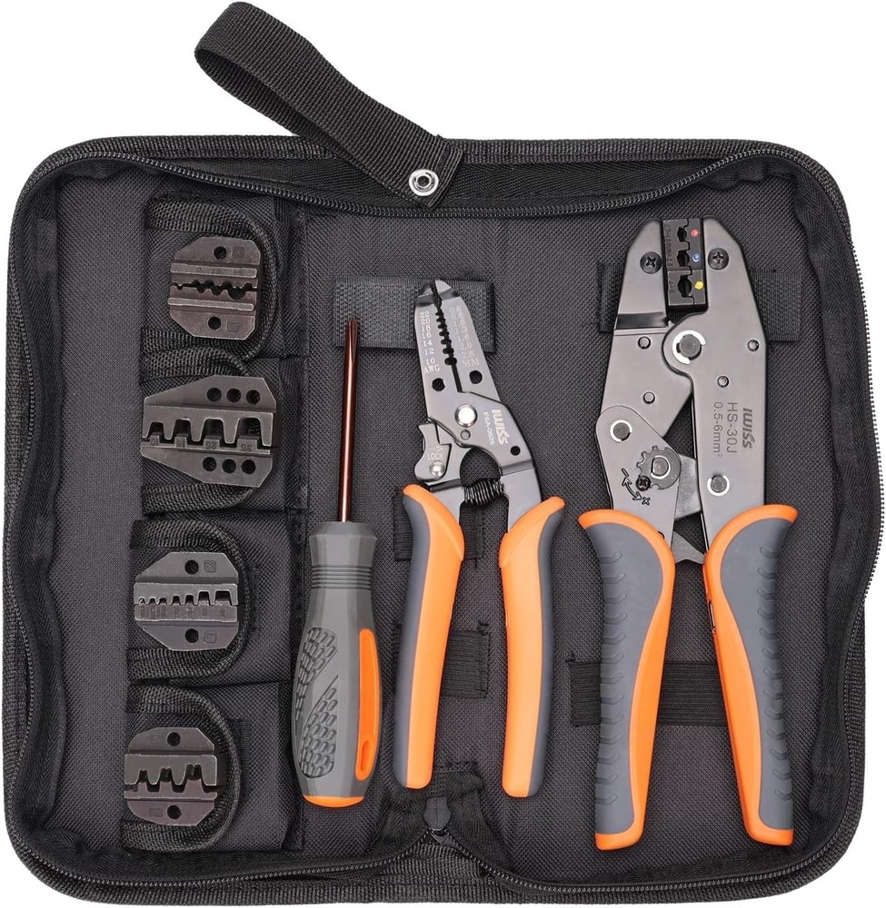 IWISS iCrimp Ratchet Crimping Tool Set with 5 Jaws for Insulated/Non-Insulated T