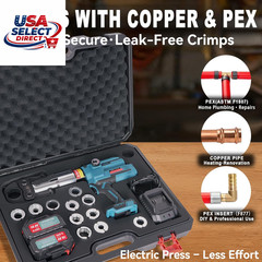 18V Cordless Pro Press Tool for Copper & PEX Pipes with Dies