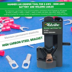 UTZIKO Hammer Lug Crimper Tool for 8 AWG &ndash; 0000 3.75 inches, Black