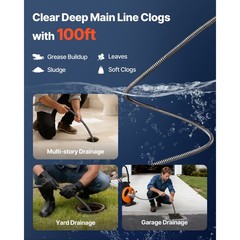 Uimoso Drain Cable Sewer Cable 100Ft 1/2In Drain Cleaning Cable Auger Snake Pipe
