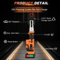 Pro Press Copper Pipe Crimping Tool Kit &ndash; 2x 5.0Ah Battery Powered -1/2&Prime; 3/4&Prime; 1&Prime;