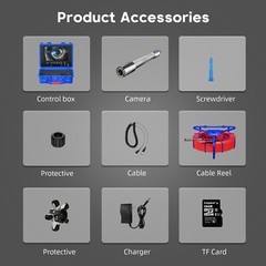 9inch Sewer Camera Pipe Inspection Camera 512hz Self-leveling 50m Meter Counter