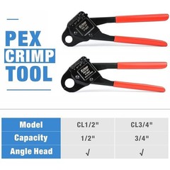 PEX Copper Crimp Ring Angle Tool 1/2in 3/4in PEX Connection Durable Mechanism US