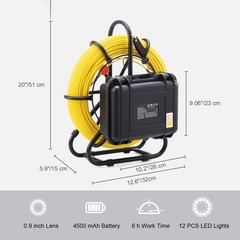 Sewer Camera 393ft Cable 9&Prime; Screen w/ 12LEDs DVR