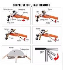 VEVOR Ratcheting Pipe Tube Bender 1/4&Prime;-7/8&Prime; 90&deg; Forward/Reverse Bending 7 Dies