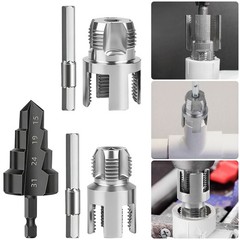 3x Internal & External Pipe Threading Tool 1/2&Prime;3/4&Prime; PPR Pipe Threader+Step Drill