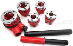 5pc Pipe Threader Tool Kit w/ 18&Prime; Steel Ratchet Handle Ratcheting Dies Plumbing