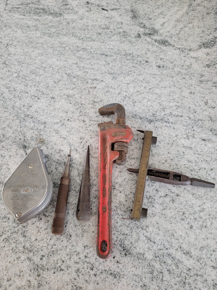 Vintage misc. Tools estate sale chalkline marker lot Plumber wrench LOT🔥🔥🔥