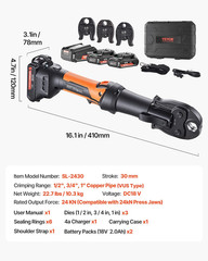 Press Tool, 18V Electric Pipe Crimping Tool for 1/2&Prime;, 3/4&Prime;, 1&Prime; Copper Pipes, 24K