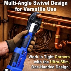 AMZCNC 18V Press Tool Electric Pipe Crimper Copper 1/2 3/4 1in Kit Pro Cyan
