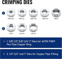 Hydraulic Copper Press Tool, Pex Crimping Tool with 1/2&Prime;, 3/4&Prime;, 1&Prime; Dies for Copp