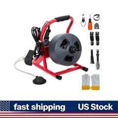 50ft Manual Professional Drain Cleaner Machine 6 Cutters for 3/4-3 Inch Pipes
