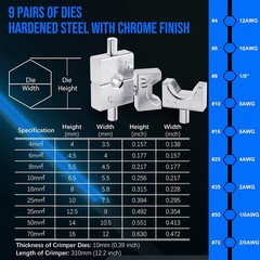 Stainless Steel Cable Crimper Hex Lug Tool for 1/8&Prime; and 3/16&Prime; Rope | Hydraulic s