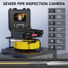 7&Prime; Monitor 50M Drain Sewer Camera 512HZ Self-Leveling Pipe Inspection Camera
