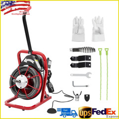 75FT x 1/2&Prime; Electric Drain Cleaner Machine Electric Drain Snake With 4 Cutters