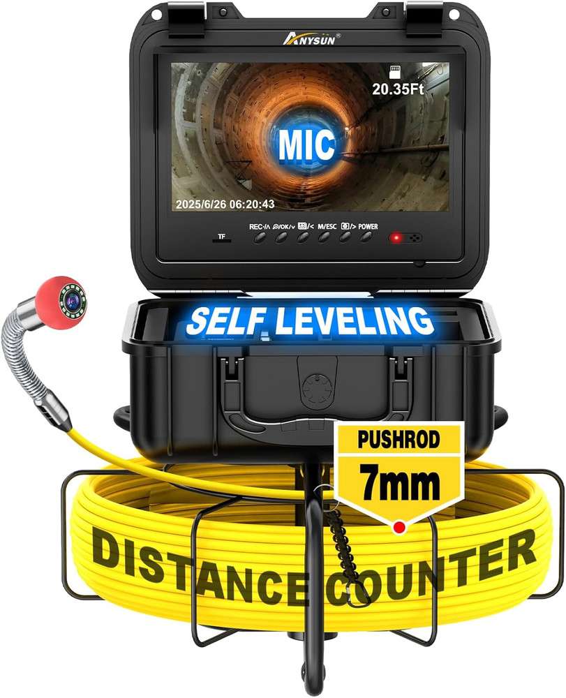 Self-Leveling Sewer Camera 300ft with 9&Prime; 1080P Screen & DVR Recorder