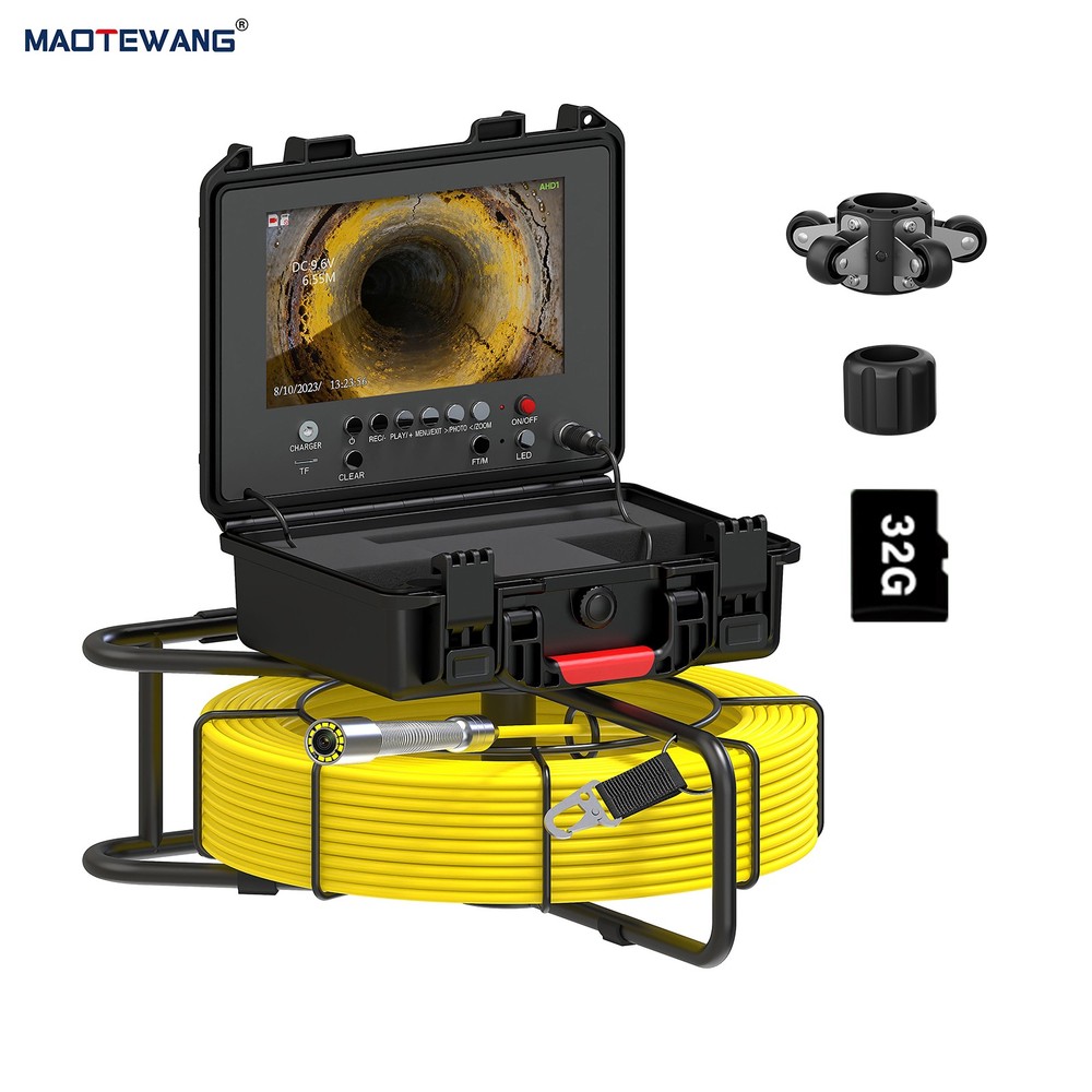 30m Pipe Inspection Cameraw/ 512hz Transmitter Meter Counter 9&Prime; Monitor IP68