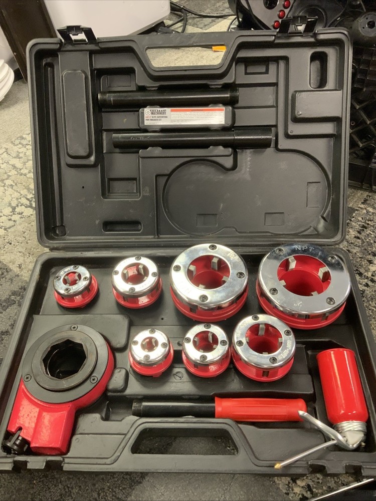 Central Machinery Ratcheting Pipe Threader Kit 3/8&Prime;-2&Prime; 10 Pc NICE! USED 1 TIME!