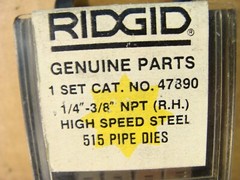 NEW NOS RIDGID 47890 1/4&Prime; &ndash; 3/8&Prime; NPT RH HS 515 pipe dies die set