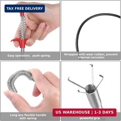 Drain Snake Auger with 4-Claw Grabber, Manual Sink Unclogger Tool, Flexible Cabl