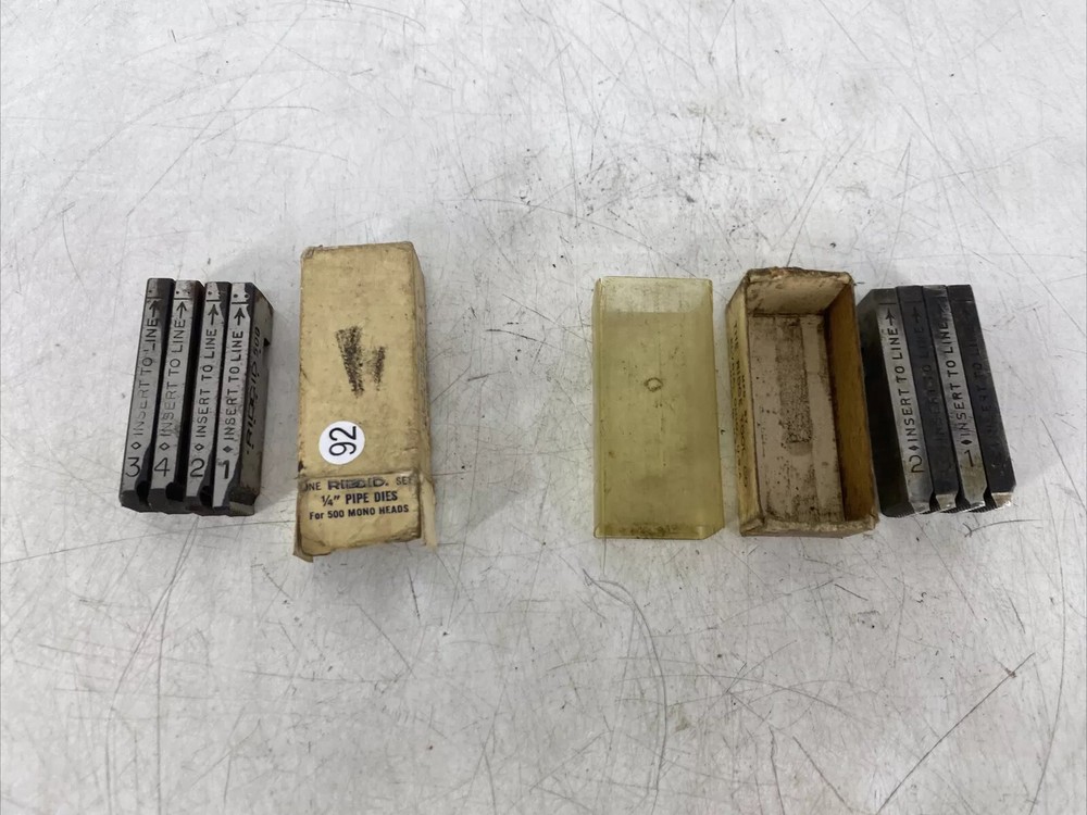 2 FULL SETS RIDGID 1/4&rdquo; Pipe Dies For 500 MONO HEADS Right Hands