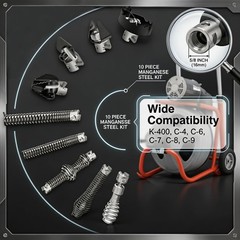 Drain Snake Drill Attachment Kit, 11-Piece Cutter Heads Silver