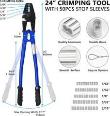 Hand Swager Crimper Tool, 24 Inch Wire Rope Cutting and Crimping Tool, Heavy Dut