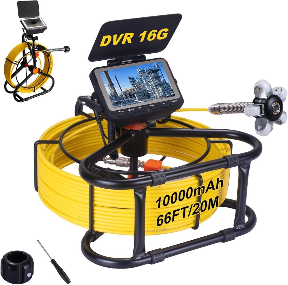 Sewer Camera 66Ft,Drain Pipe Camera HD 4.3In Screen DVR 23MM Plumbing Snake Bore