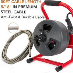 50Ft Electric Drain Cleaner Auger for 3/4-3 Inch Pipes with Foot Switch & Cutter