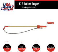 K-3 Toilet Auger with 3-Foot Snake and Bulb Head