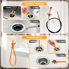 Drain Auger 25ft 1/4in Drum Plumbing Drain Snake Clog Remover Autofeed Black