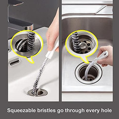 2-Piece Flexible Drain Brush Sink Unblocker Elastic Hose Pipe Straw Cleaning Bru
