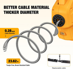 Cordless Drain Auger Compatible with Dewalt 20V Battery, Auto-Feed Plumbing Drai
