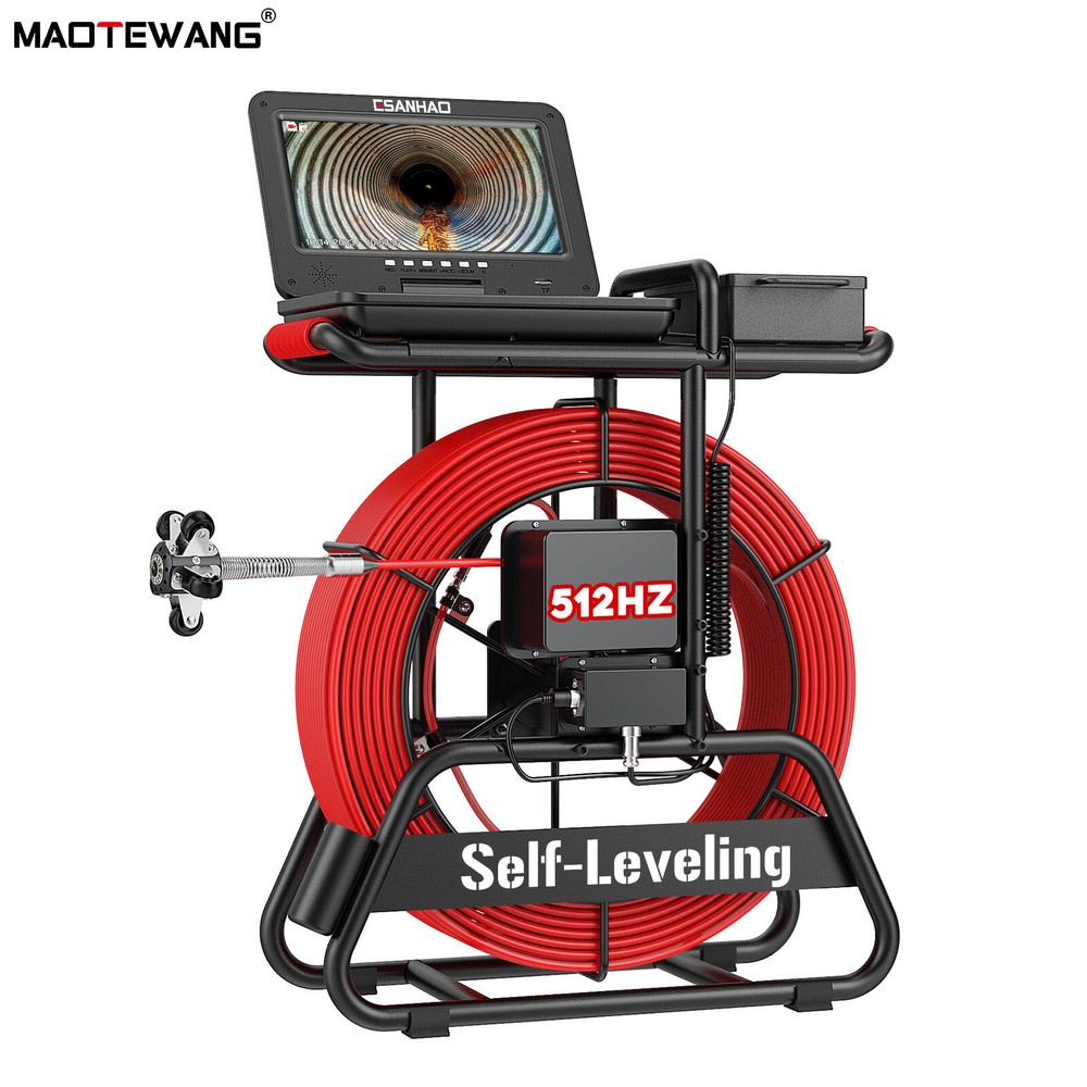 10&rdquo;Sewer Pipe Inspection Camera+512hz Self-leveling 7mm thick cable brake 328ft