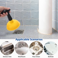 2 PCS Mini Sink Plunger Short Handle Powerful Drain Unclogger Yellow Red Set