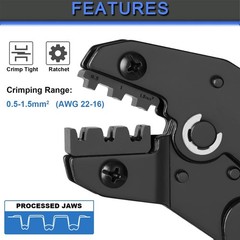 Wire Terminal Crimping Tool Kit, Ratcheting Wire Crimper AWG 22-16(0.5-1.5mm&sup2;)