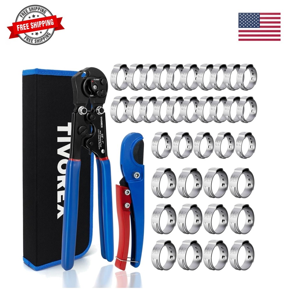 PEX Crimping Tool Kit, 2 in 1 Ratchet Pex Clamp Tool with Cinch & Removal Fun&hellip;