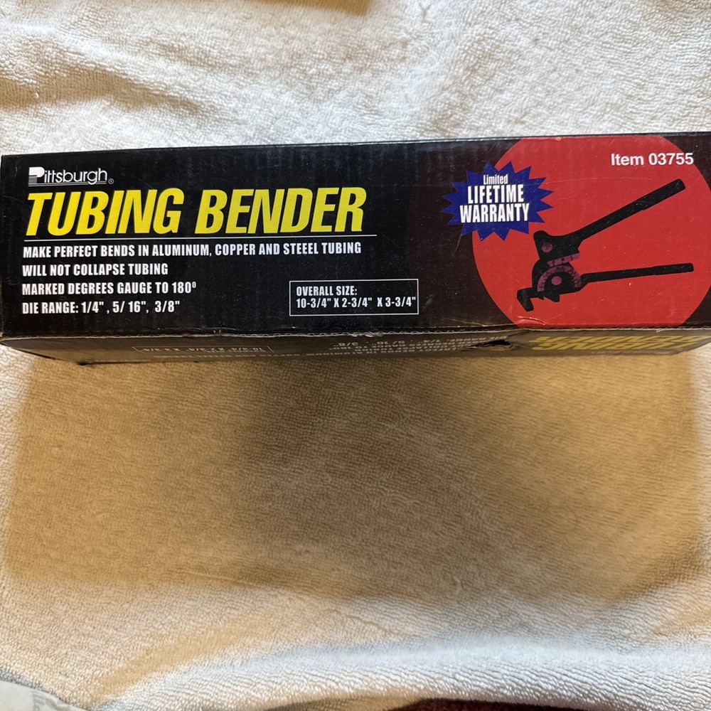 Pittsburgh Tubing Bender for Aluminum, Copper & Steele Tubing, item# 03755 NEW