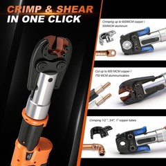 Pro Press Copper Pipe Crimping Tool Kit &ndash; 2x 5.0Ah Battery Powered &ndash; 1/2&Prime; 3/4&Prime; 1