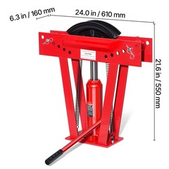 Manual Hydraulic Pipe Bender 12ton 1/2-2in 90-180deg,6 Dies,Adjustable