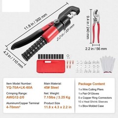 Crimping Tool Battery Lug Hydraulic Crimper AWG12-2/0 Terminal with Pliers
