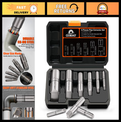 Heavy Duty 6pcs Pipe Extractor Set &ndash; Size-Marked Broken Threaded Pipe Remover To