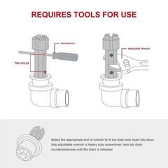 HAUTMEC Tub Drain Remover Wrench Tool Heavy Duty Aluminum PL0030