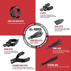 Professional Grade 8-Piece Drain Snake Attachments for Complete Clog Management