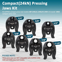 7PCS Compact Press Jaws Kit 1/4&Prime; to 1 1/8&Prime; | Suitable for RLS Press Fittings ACR